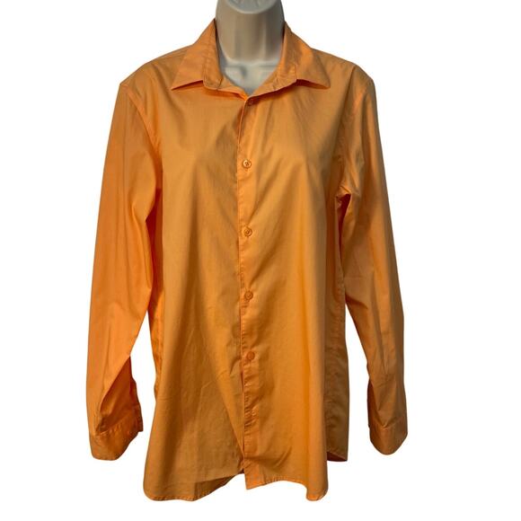 Calvin Klein Orange Button Down Dress Shirt Cotton Blend Small Pre-Owned - Picture 1 of 7